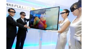 Picture of 3D TV with the required Glasses