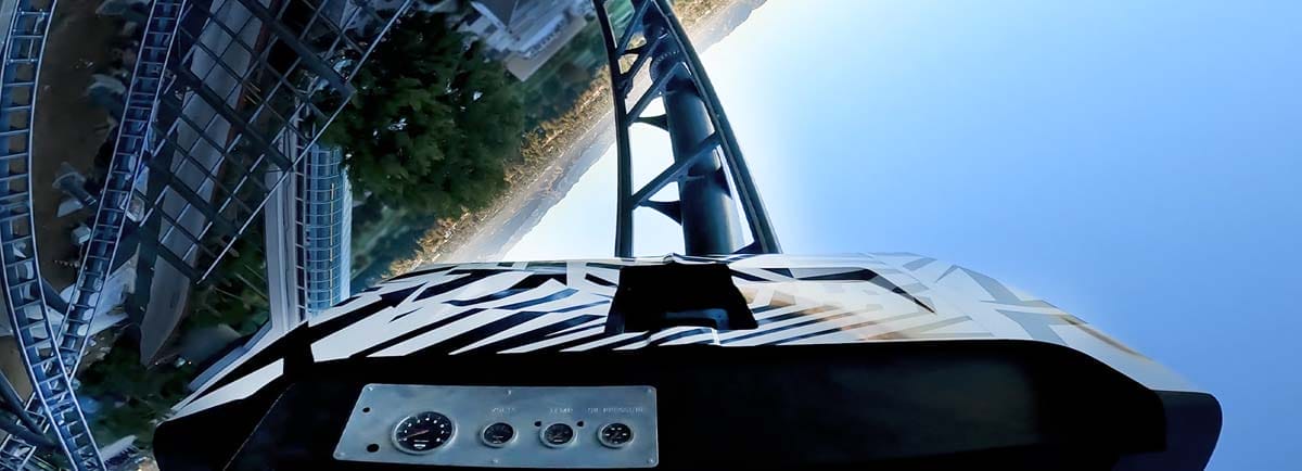 Fast & Furious: Hollywood Drift roller coaster testing; Universal Studios Hollywood new roller coaster; Dodge Charger ride vehicle test; Universal Studios 2026 attraction construction