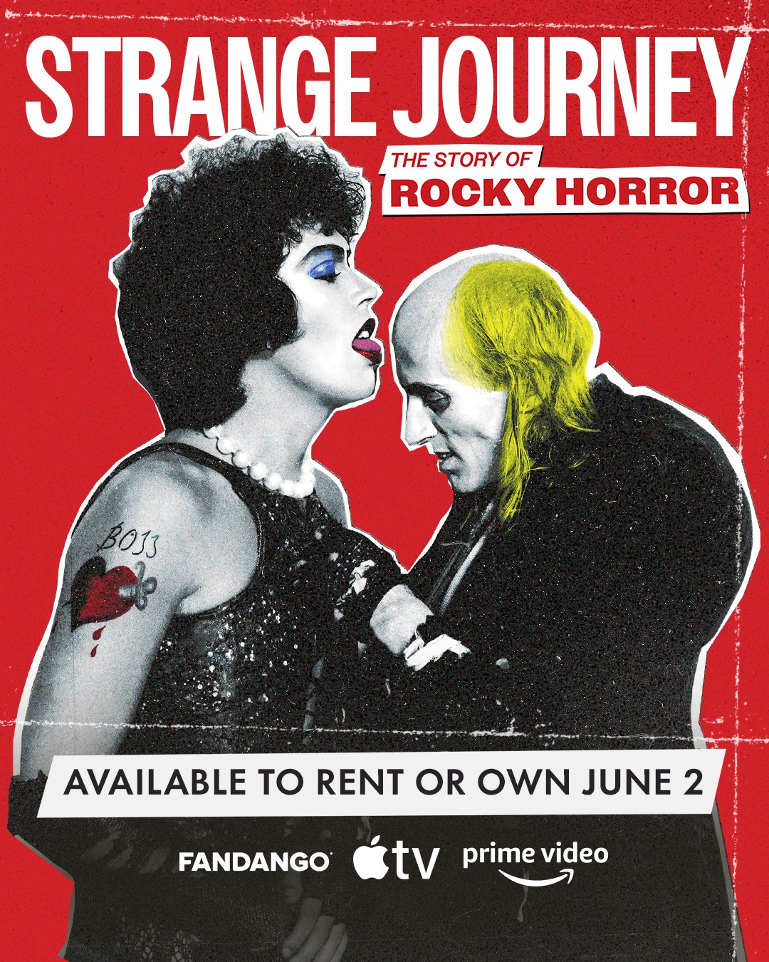 Strange Journey: The Story of Rocky Horror — official documentary poster featuring The Rocky Horror Picture Show imagery